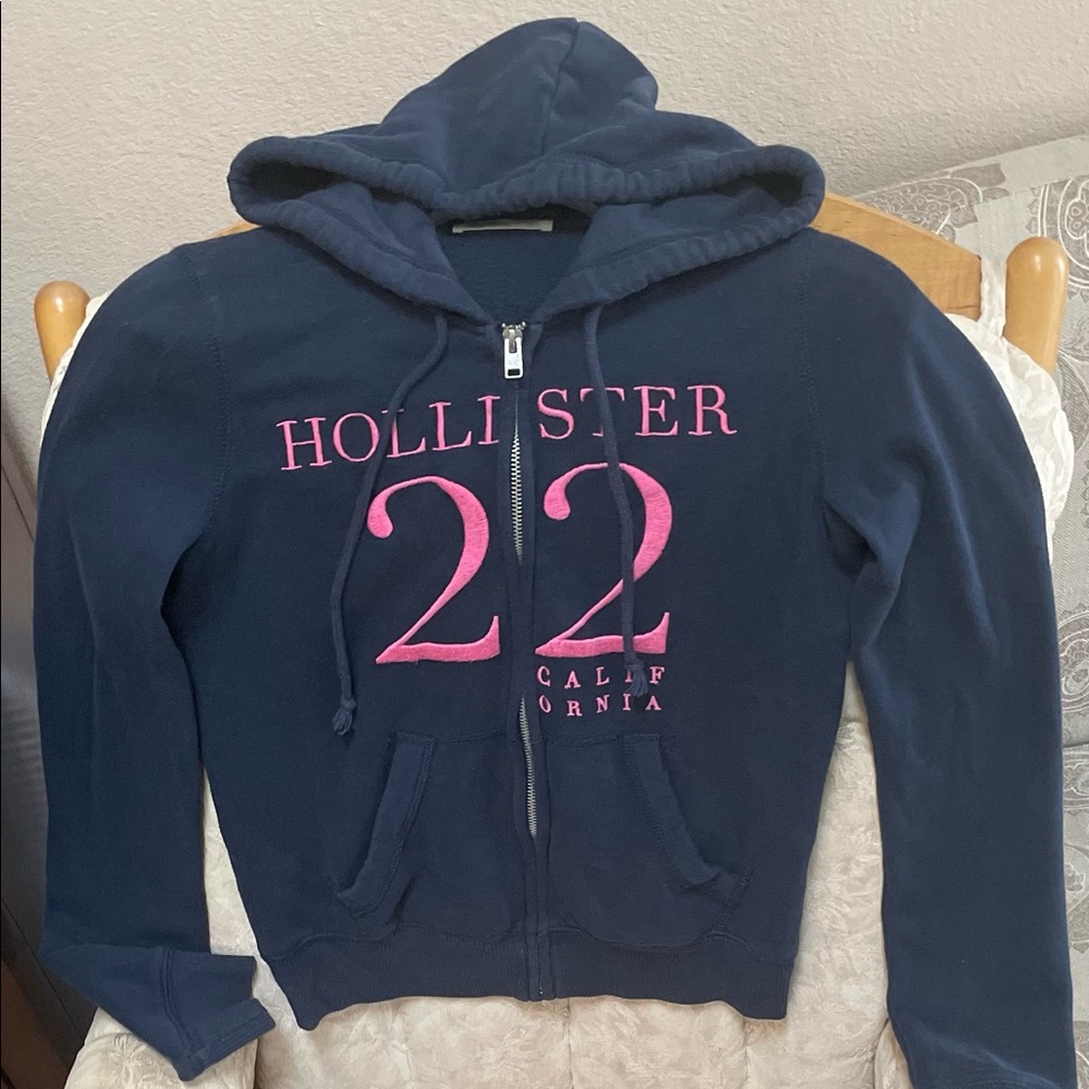Hollister Navy/Pink Zip-up Hoodie